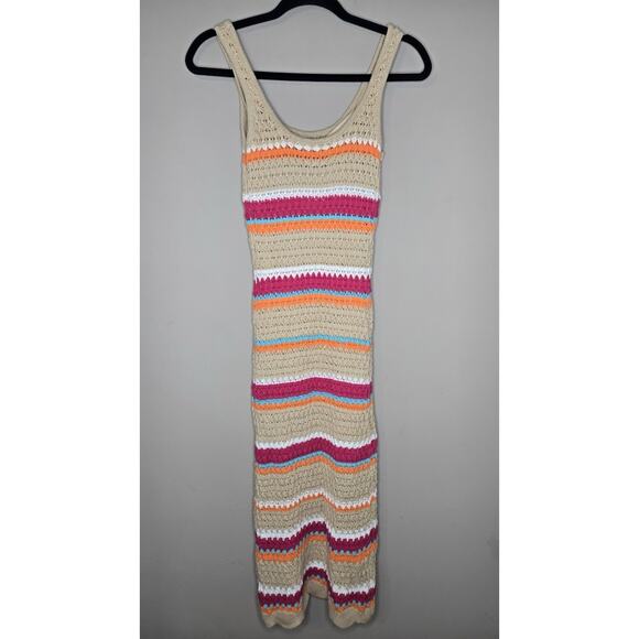 Paper Heart Dresses & Skirts - Womens Paper Heart Crochet Bodycon Midi Dress Tan, Turquoise, Pink, Orange Sz XS